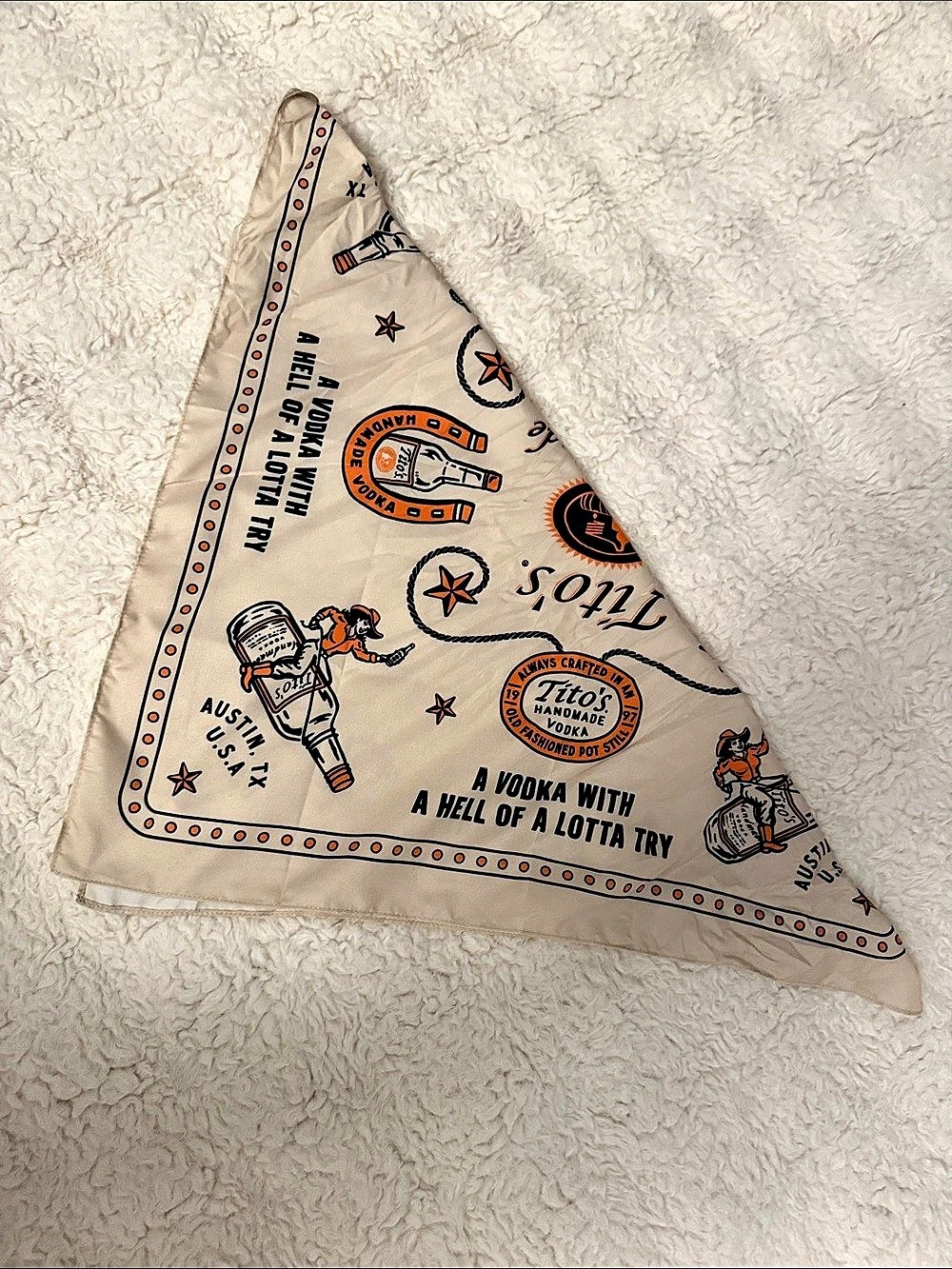 Tito's Printed Scarf in Cream & Orange / Like New